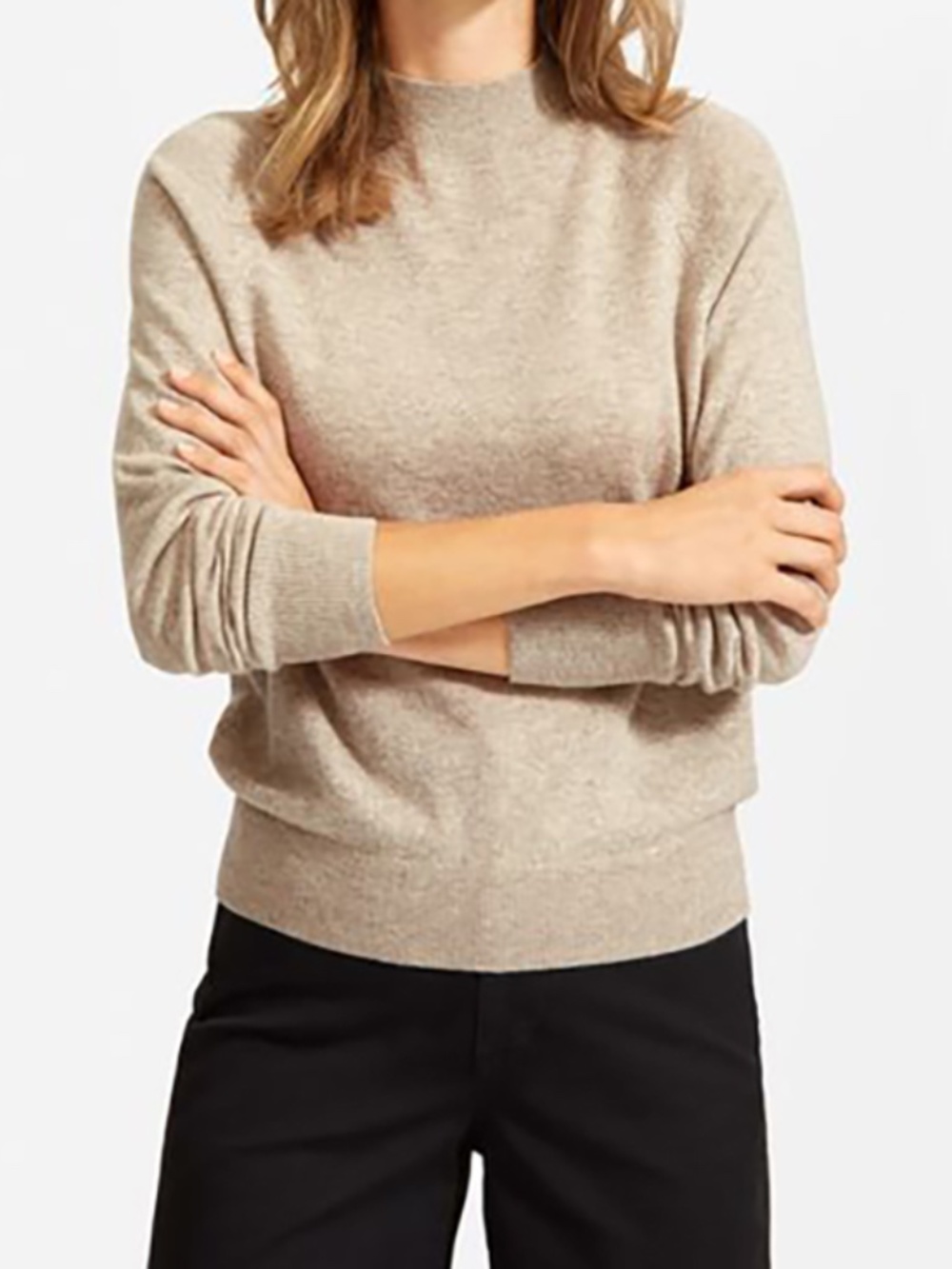 Everlane The Cashmere Raglan Mockneck Sweater Medium Oatmeal 100% Cashmere
